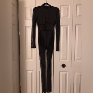 Fashion Nova Late Night Mesh Jumpsuit